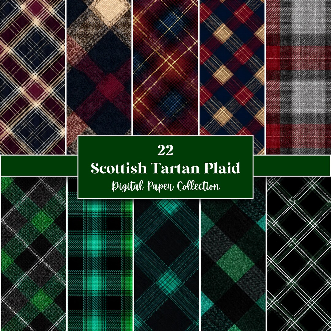 22 Scottish Tartan Plaid Digital Paper Seamless, Perfect for Textures ...