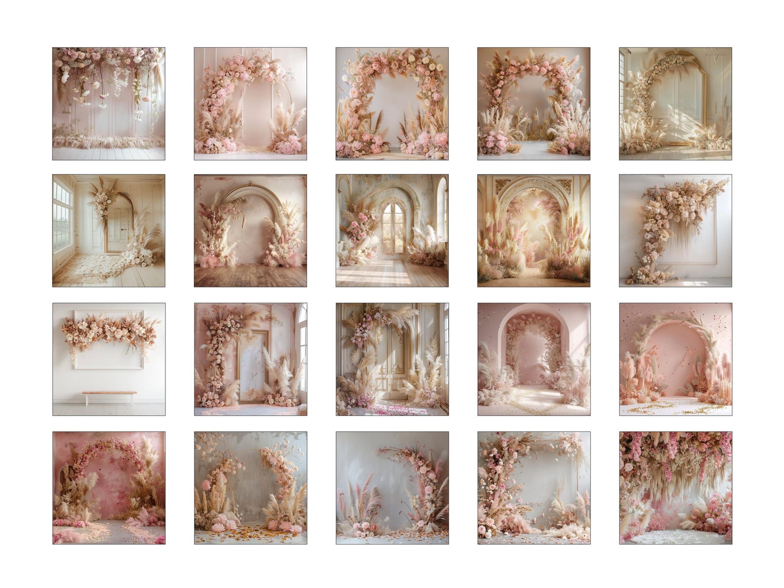 60 Pink Boho Floral Digital Backdrops, Perfect for Wedding, Maternity ...