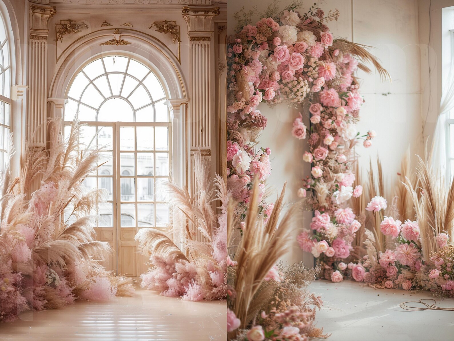 60 Pink Boho Floral Digital Backdrops, Perfect for Wedding, Maternity ...
