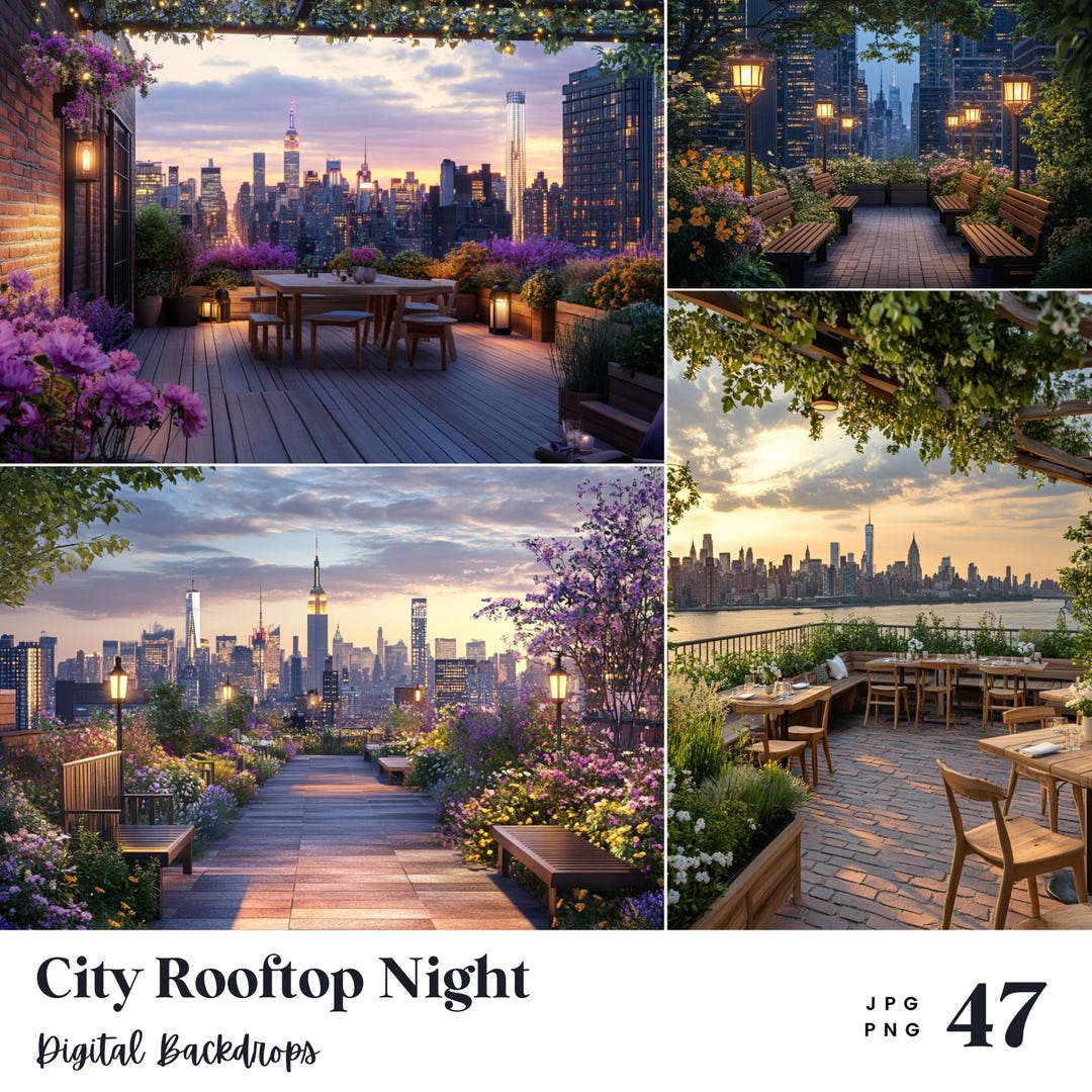 City Backdropa 47 City Rooftop Night Backdrop, Perfect for Wedding, Birthday, Special ...