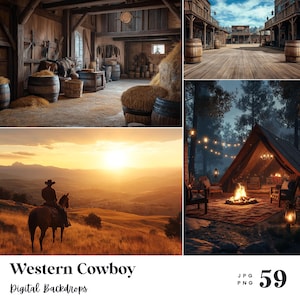 59 sfondi digitali con tema cowboy western, perfetti per matrimoni, compleanni, occasioni speciali, maternità, sfondi, sovrapposizioni (formato JPG, PNG)