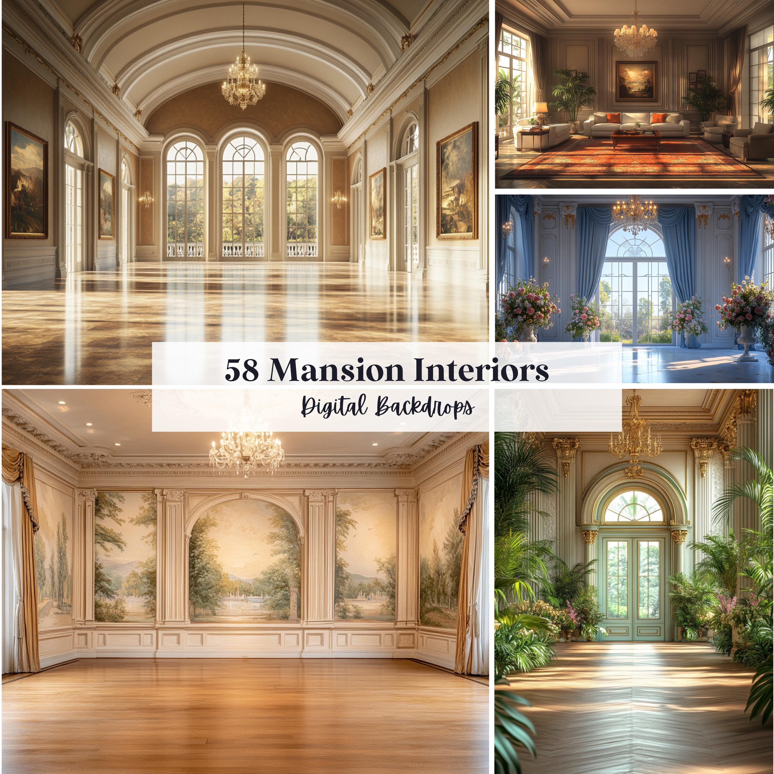 58 Mansion Interiors Digital Backdrops, Perfect for Wedding, Birthday ...