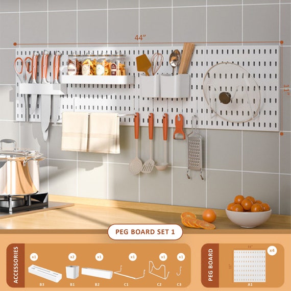 Pegboard Set Compatible With IKEA SKADIS Thanksgiving Sale Includes Knife Holder Container Shelf Roll Holder Hooks Pegboard Etsy