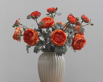 Artificial Peony 2 Head - Minimalist Fake Flowers for Event, Wedding, Birthday, Home Decoration, DIY - Infinite Flora Autumn Fall