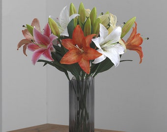 Artificial Lily with Two Heads - Minimalist Fake Flowers for Event, Wedding, Birthday, Home Decoration, DIY - Infinite Flora Autumn Fall