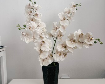 White Orchid Artificial Flower Bouquet - 4 Stems - Holiday Home Decor - Thanksgiving Gifts - Infinite Flora