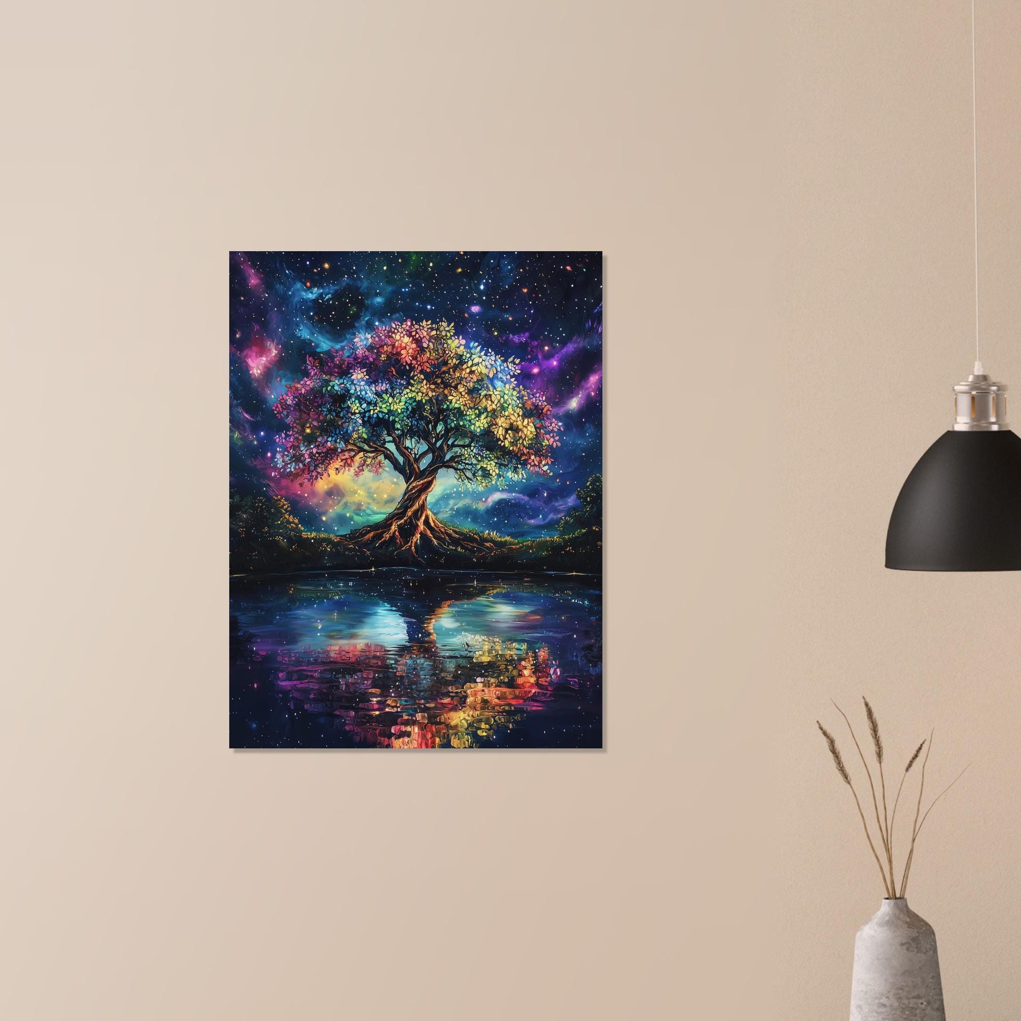 Colorful Tree of Life Wall Art Print, Modern Galaxy Celestial Night ...