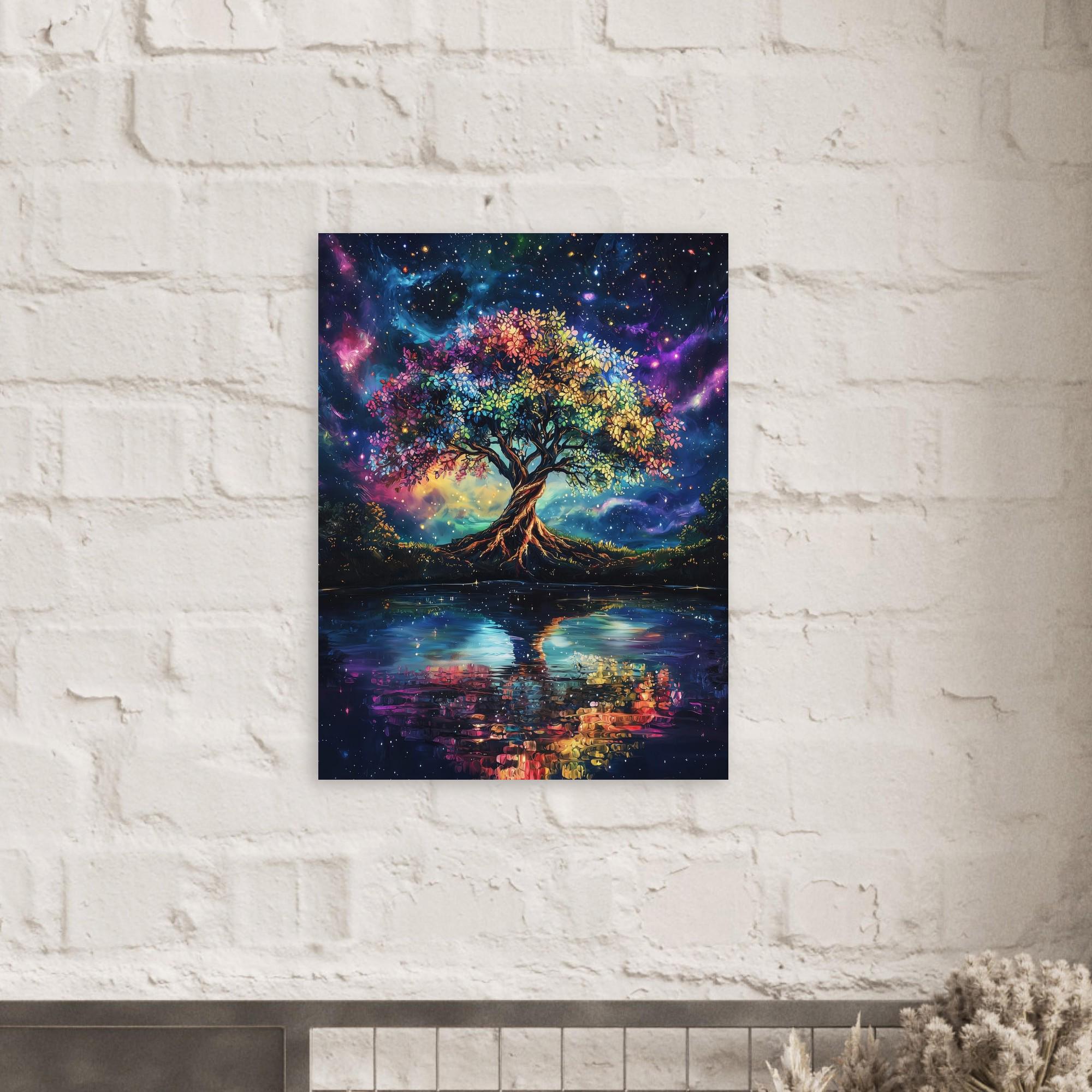 Colorful Tree of Life Wall Art Print, Modern Galaxy Celestial Night ...