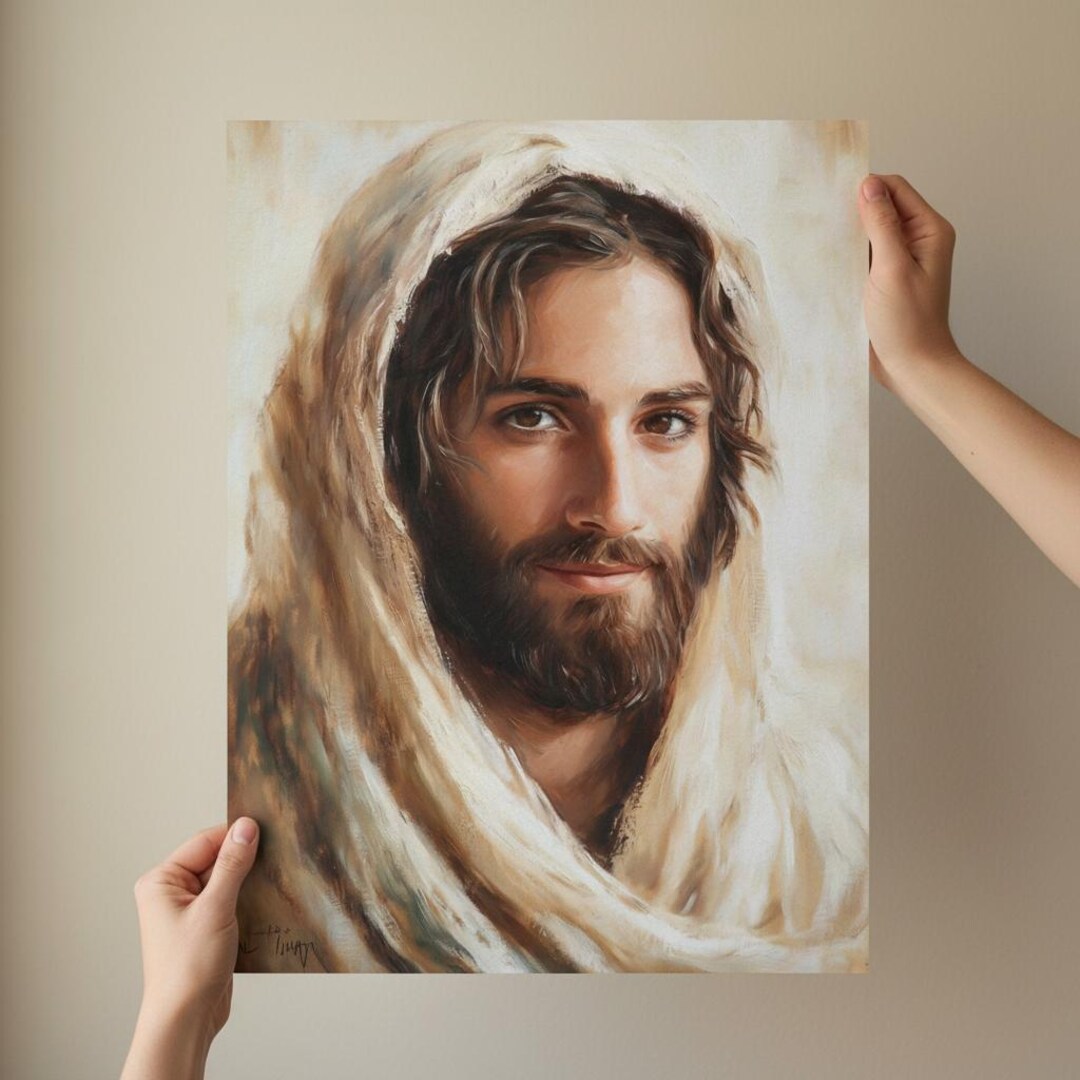 Jesus Portrait Wall Art Print, Christian Religious Decor, Sacred Christ ...