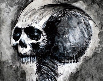 Foundation - Skull modern print, fantastic art, gothic art, intriguing art print, vampire, death, dark art, mysterious art, black and white