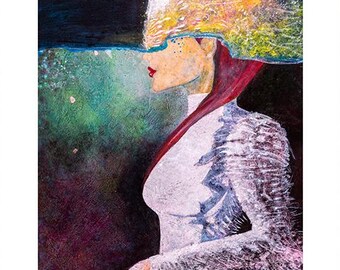 Winter verbergt de vlammen - buitenaardse gotische kunst, spirituele symbolische print, mystieke gotische kunst, donkere academische esthetiek, occult decor