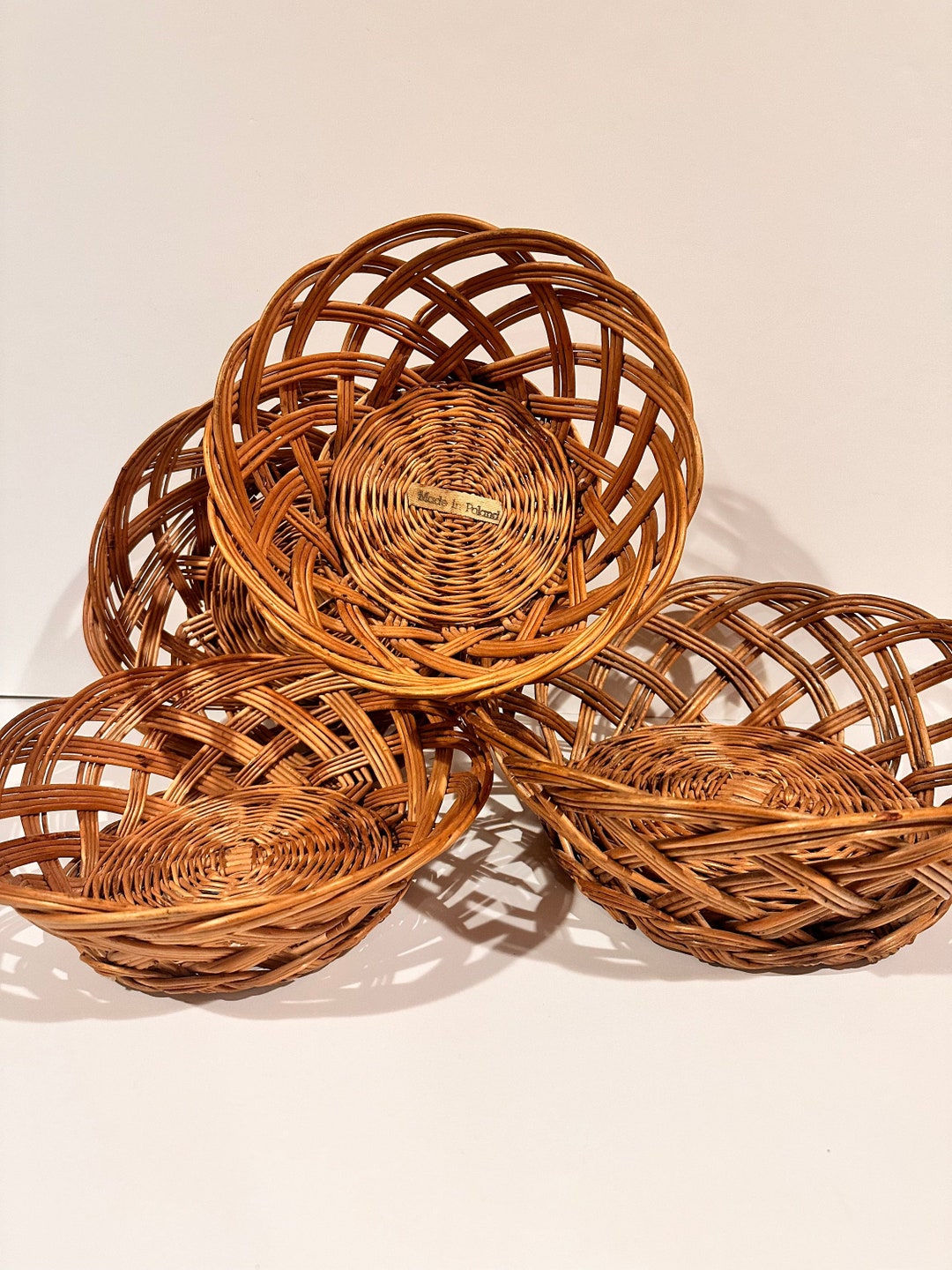 Woven Baskets Made in Poland 4 Vintage Weave Baskets Natural Etsy