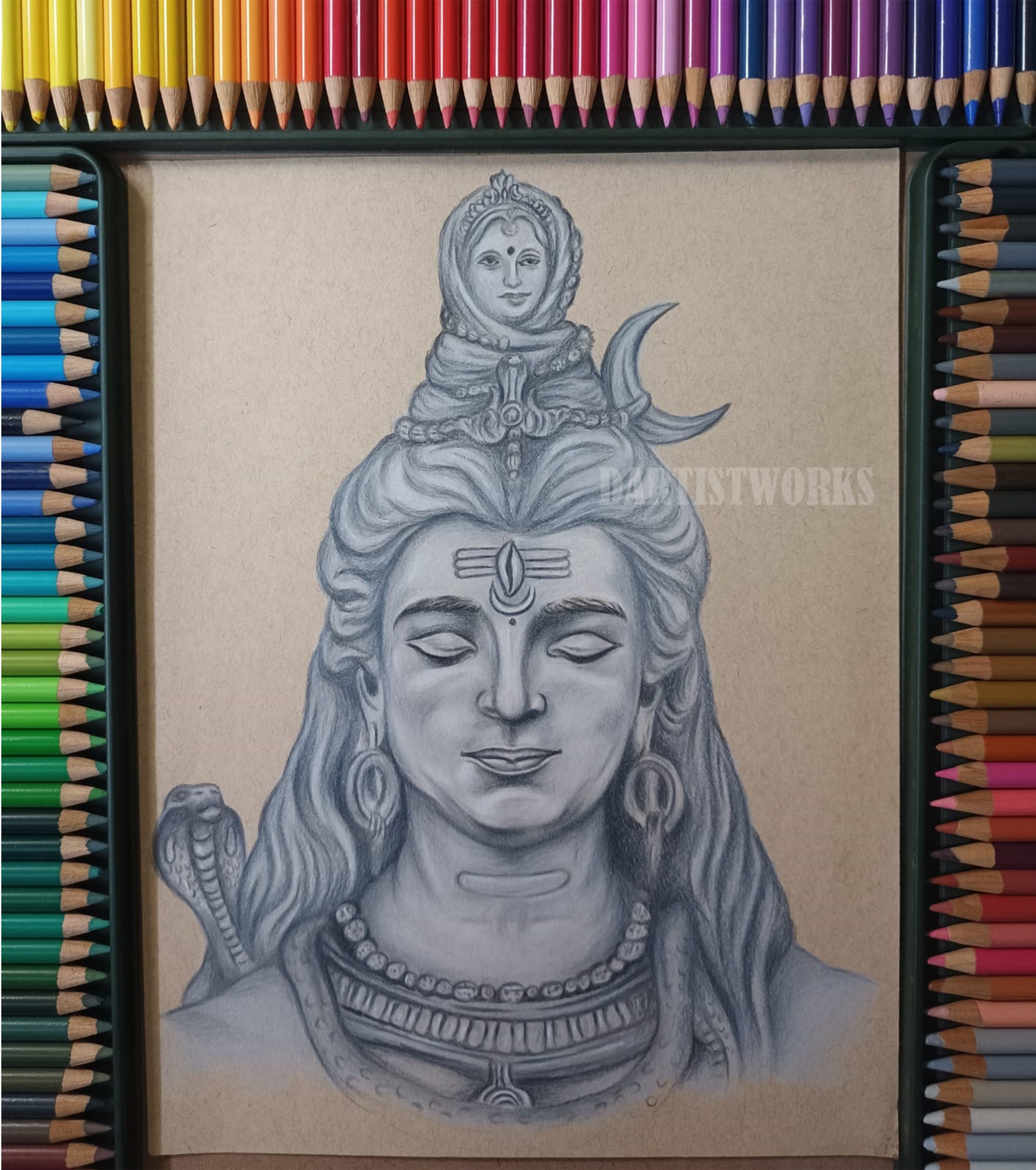 pencil drawing of lord shiva