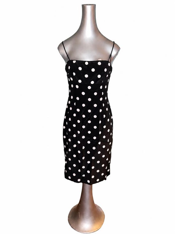 Vintage 90s Laundry by Shelli Segal Polka Dot Silk Slip Dress Size 6