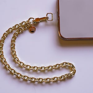 Fiona Lucia Gold Wristlet Cellphone Lanyard & Strap:Hands-Free Phone Lanyard, Chain for Your Phone!Bridesmaid Gift / Travel Phone Accessory