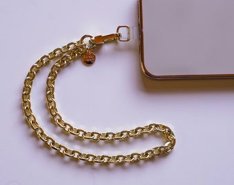 Fiona Lucia Gold Chain Phone Strap, Wristlet, Chain Stylish Security for Your Phone! Comes with a Strong Patch for insider your phone case!