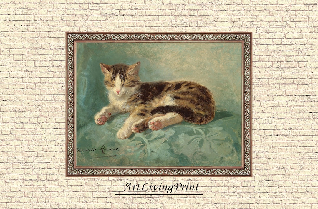 Henriette Ronner-knip Cat Nap Print: Vintage Kitten Oil Painting ...