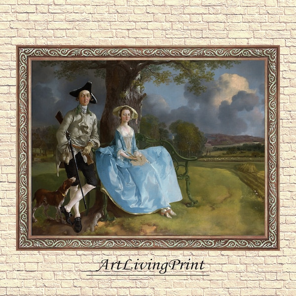 Gainsborough - Portrait Married Couple, original antique oil painting  vintage, Printable art  instant download