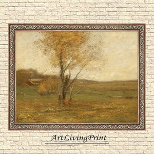 Rustic Landscape, John Francis Murphy - Early Autumn, antique painting, oil, vintage, Printable art instant download, SKU  207JFM