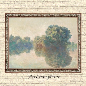 Claude Monet - Seine bei Giverny, impressionistische original antike Malerei, Öl vintage Fine Art Printable, SKU K_CM.23