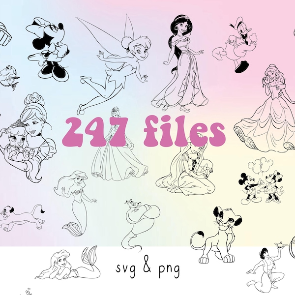 Mega-SVG-Bundle, SVG-Cricut-Schnittdateien, Prinzessin, Toy Story, König der Löwen, Stitch SVG, Cinderella, Maus Mega-Bundle, Silhouette, Schnittdateien