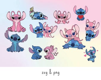 Pacote SVG Stitch & Angel, Stitch casal svg, Stitch amor svg, anjo svg, Stitch anjo svg, Stitch svg