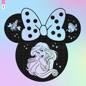 Princess Ariel Svg, Ariel Cricut Svg, Mermaid Cricut Svg, Princess Mouse Head Designs, Cut Fİle, Clipart, Instant Download