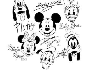 Mickey and Friends Bundle Svg,Mouse Friends Character Signature Autograph Svg Design,Family Vacation Svg Png,Pluto Goofy Svg Family Trip Png