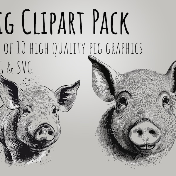 Pig clipart pack, PNG, SVG, Pig svg, pig png, instand download, commercial use, vector file, piglet clipart, boar, piggy svg, pigglet svg