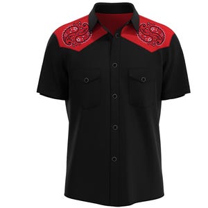 Camisa vaquera con bandana personalizada, hecha en EE. UU., bordada con cachemira, inspirada en el programa de televisión de Yellowstone.