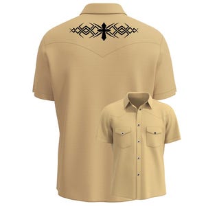 Camisa religiosa personalizada hecha en EE. UU. para hombre, camisa con cruz bordada, camisa con cruz de fe, botón de presión de perla, camisas cristianas, Día del Padre