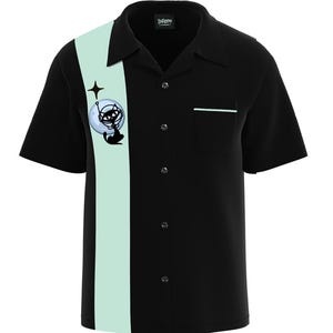 Moon Landing Bowling Button Down Shirt | Space | Mid Century Atomic Cat | Gift for Him