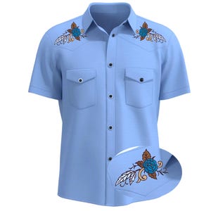 Men’s Embroidered Western Shirt – Wildflower Cowboy Style, USA Made, Yellowstone Inspired Pearl Snap