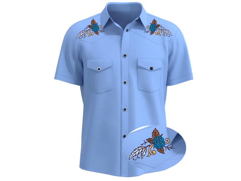 Chemise western brodée pour homme - Style cow-boy fleurs sauvages, fabriquée aux États-Unis, inspirée de Yellowstone