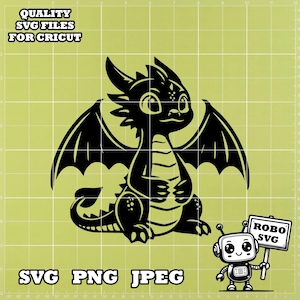 Baby Dragon 2 SVG, Instant Digitale Download voor Cricut en silhouet voor stickers, Dragon Wall Art, mokken, shirts, sleutelhanger & persoonlijke geschenken