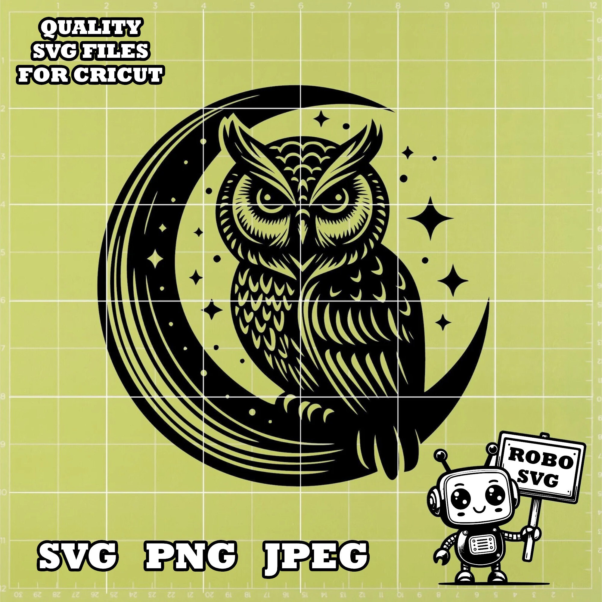 Owl sitting on a crescent moon SVG, SVG File, Owl Moon, Cricut File, Art for T-shirts, Keychains