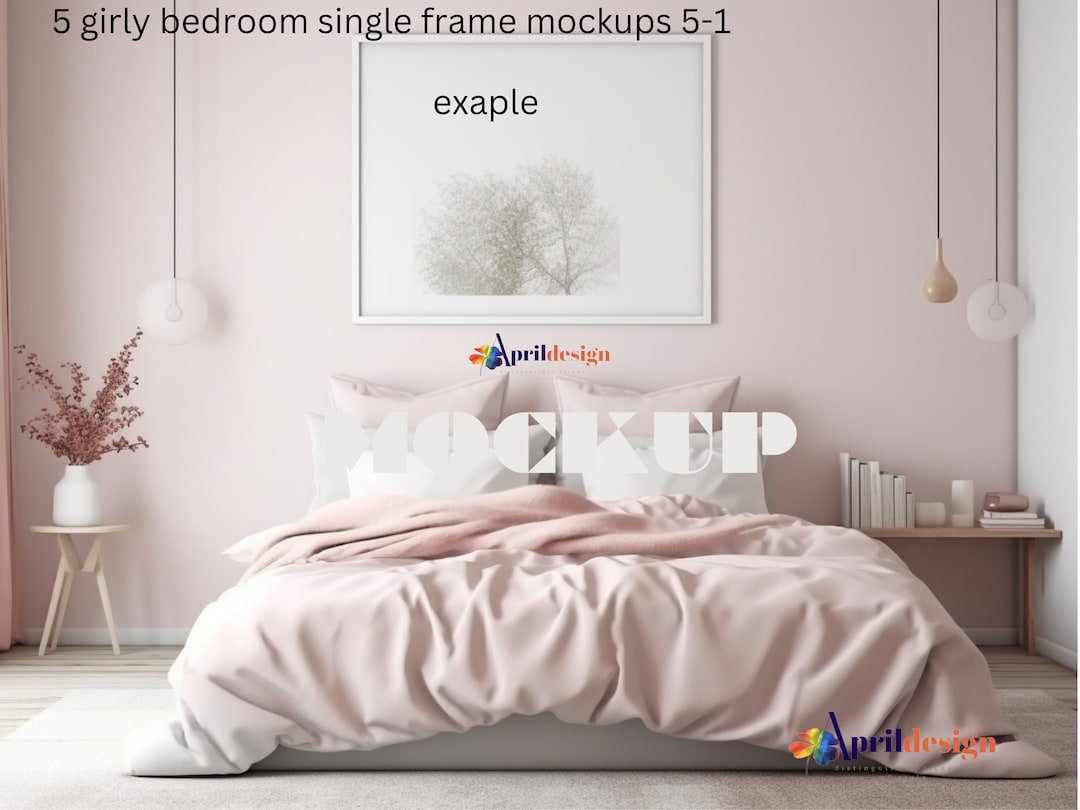 5 Girly Bedroom Wall Art Mockups/single Frame Mockup Bundle/bedroom