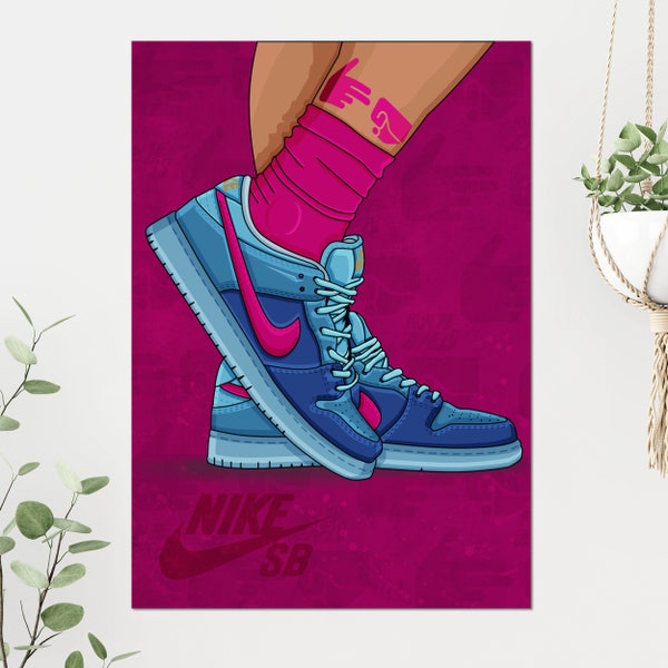 Illustration Wall Art - Nike SB Low Run The Jewels - On Foot Illustration Poster A4, A3 or A2