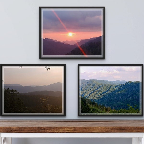 Smokey Mountains Set of 3 Prints, Nature Landscape Photos