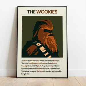 Minimalistische Wookie Chewbacca Digital Print Anime-stijl