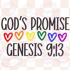 Gottes Versprechen Genesis 9 13 PNG-Illustration Christliche Sublimation und DTF-Design, christliche Kinderregenbogenherz-Kunst digitaler Download