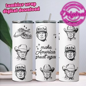 Western Trump Gobelet Wrap 20 oz Gobelet Skinny PNG Sublimation Country Cowboy Western Design Ranchy Punchy Conservateur Patriotique MAGA 2024