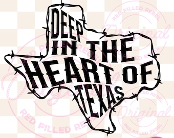 Deep in the heart of Texas PNG | barbed wire Texas sublimation & DTF design, Texas clipart, set of 2 western country cowgirl designs
