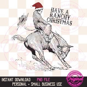 vintage western Christmas png cowboy Christmas design for sublimation & DTF western vibes rodeo horse ranchy punchy christmas