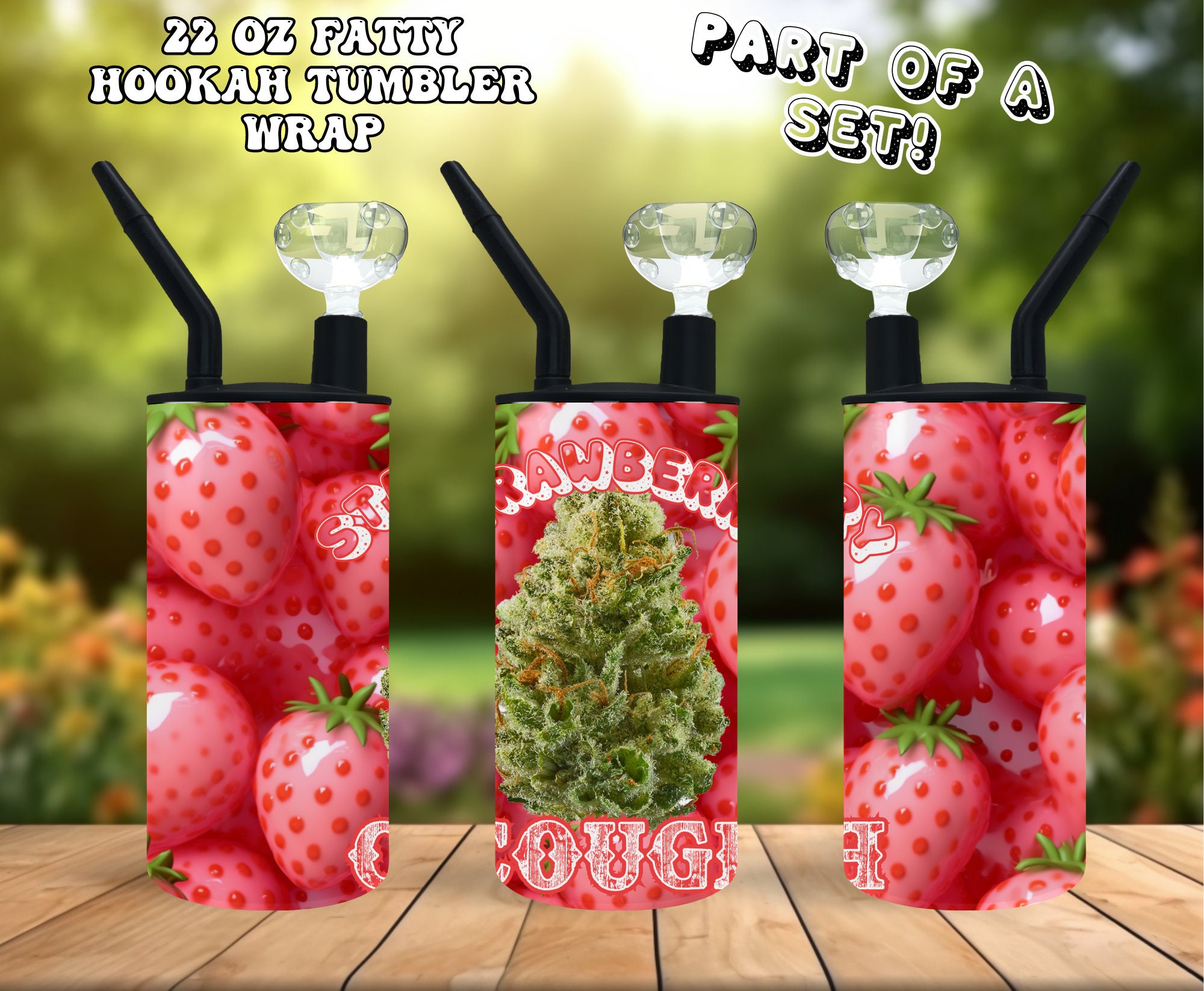 Hookah Cold Smoke Tumbler Wrap Set Strawberry Cough 3d Strawberries 20