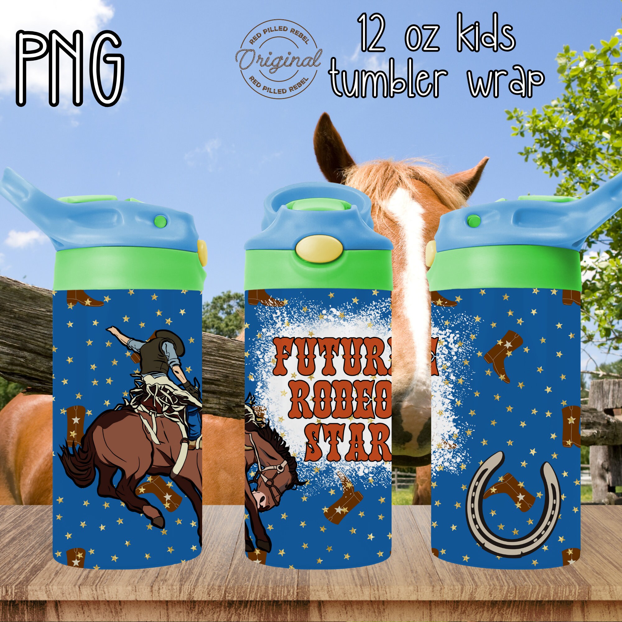 Future Rodeo Star Kids Tumbler Wrap 12 Oz Flip Top Toddler Kids Tumbler ...