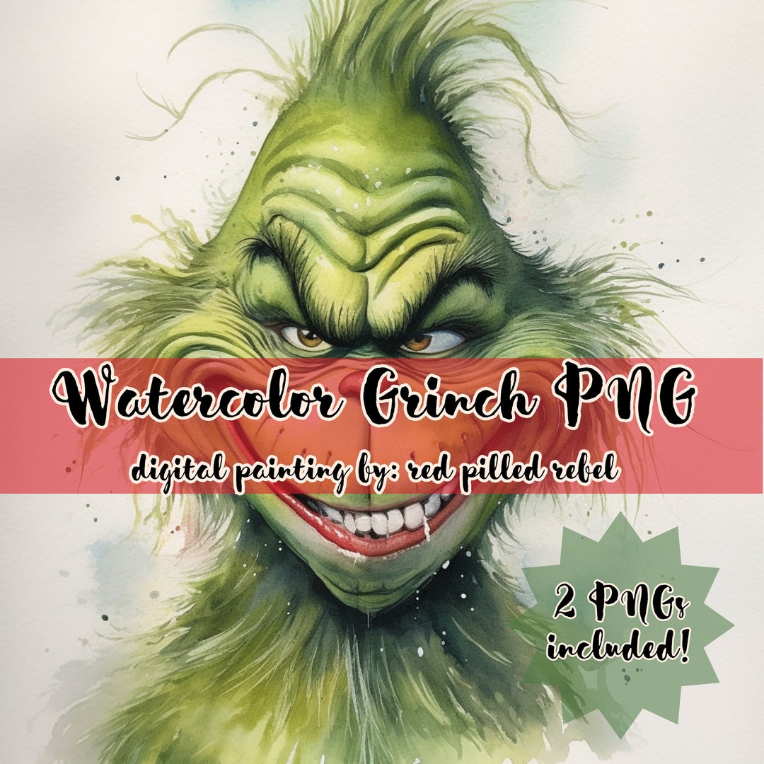 Watercolor Grinch PNG Digital Download Includes 2nd Image - Etsy