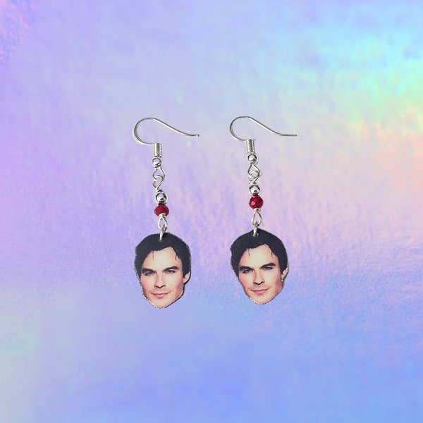 Damon Salvatore Cute Earrings Vampire Diaries Ian Somerhalder