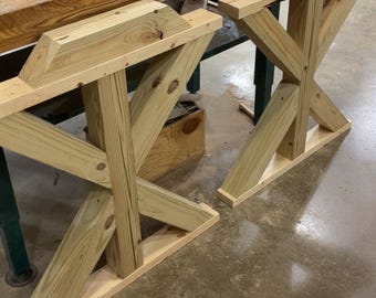 Super Heavy Duty Table Legs, Teak Table Legs X-shaped DIY Unfinished ...