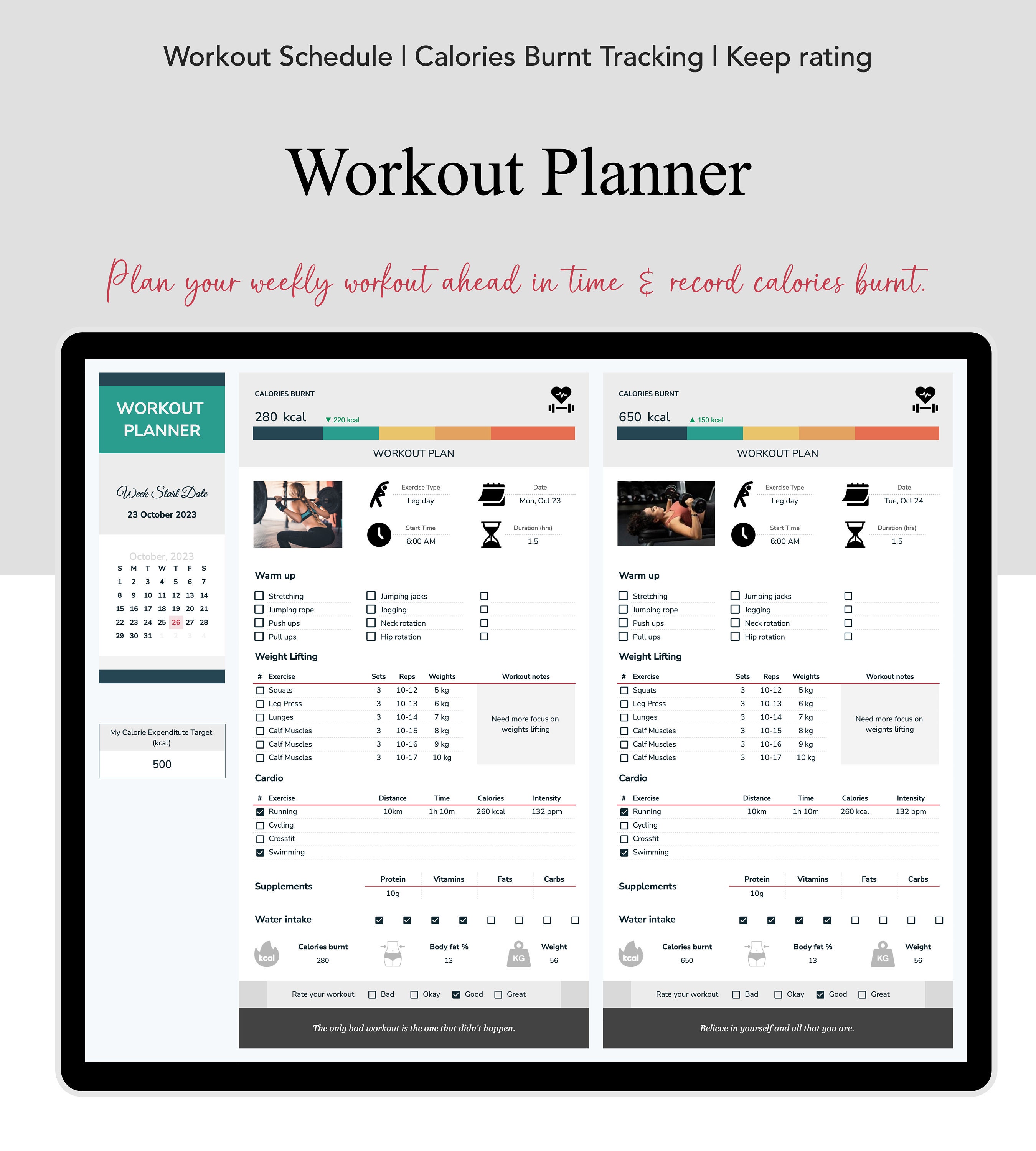 Planificateur Fitness 3 Mois Pour Femme - Suivi Entraînement, Repas Et Poids - Format A5 Pastel